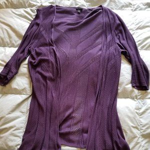 DARK PURPLE POINTELLE CARDIGAN